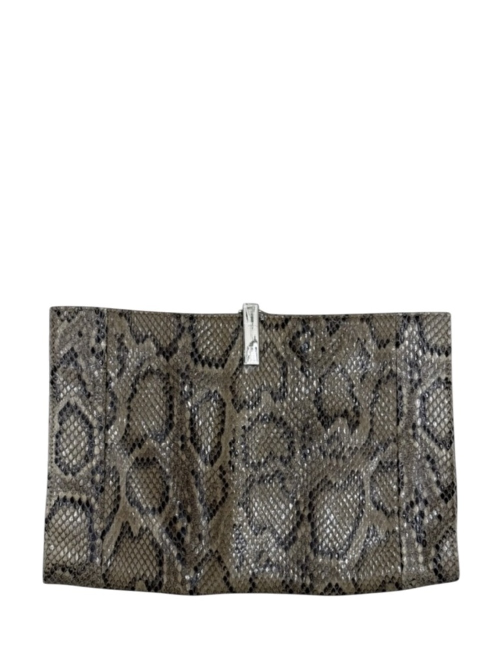THE LIMITED - BLACK GREEN TAN VINTAGE PYTHON LEATHER CLUTCH BAG POUCH
